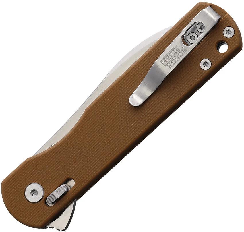 Rough Rider Slide Lock Knife Tan G10 Handle D2 Satin Blade 4in Closed EDC For Outdoor Adventurers by Rough Rider