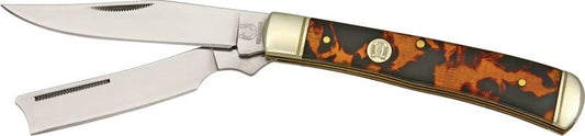 Rough Rider Razor Trapper KB202 Folding Knife With Imitation Tortoise Shell Handle 4.13 Inch Closed For Collectors by Rough Rider