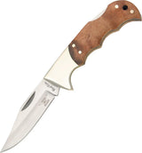 Rough Rider Finger Grooved Lockback Knife for EDC Enthusiasts 3.38in Closed 440 Stainless Clip Point Wood Handle by Rough Rider