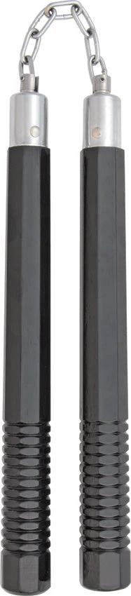 Rough Rider 12 Inch Nunchaku Wood With Black Finish Chrome Caps Chain Link For Martial Arts Enthusiasts by Rough Rider