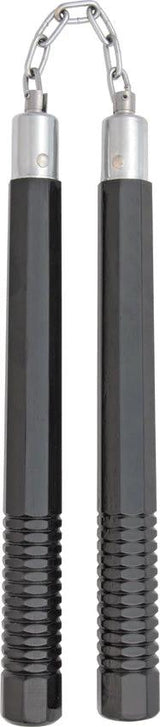 Rough Rider 12 Inch Nunchaku Wood With Black Finish Chrome Caps Chain Link For Martial Arts Enthusiasts by Rough Rider