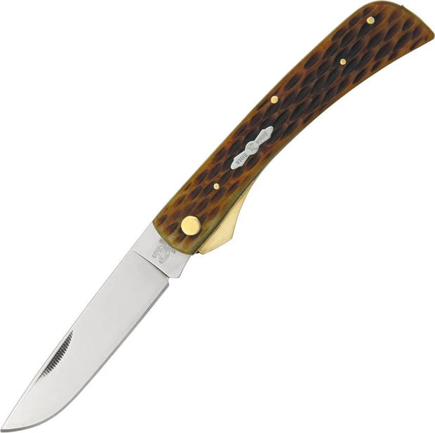 Rough Rider KD04 Work Knife Rugged EDC 4.63in Closed 440 Stainless Drop Point Amber Jigged Bone Handle by Rough Rider
