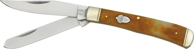 Premium Rough Rider Trapper Knife Tobacco Bone Handle With Stainless Clip And Spey Blades For Collectors And Outdoorsmen by Rough Rider