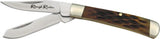 Rough Rider Tiny Trapper Amber Jigged Bone Knife with Stainless Clip and Spey Blades for Collectors and EDC Enthusiasts by Rough Rider
