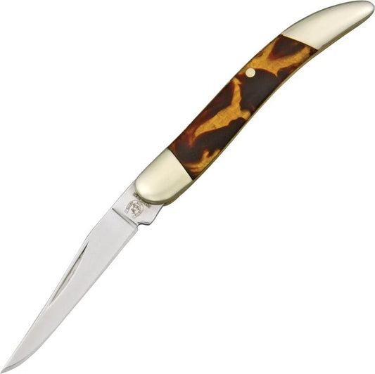 Rough Rider Mini Toothpick Knife Imitation Tortoise Shell Handle 2in 440 Stainless Long Clip Blade For Collectors by Rough Rider