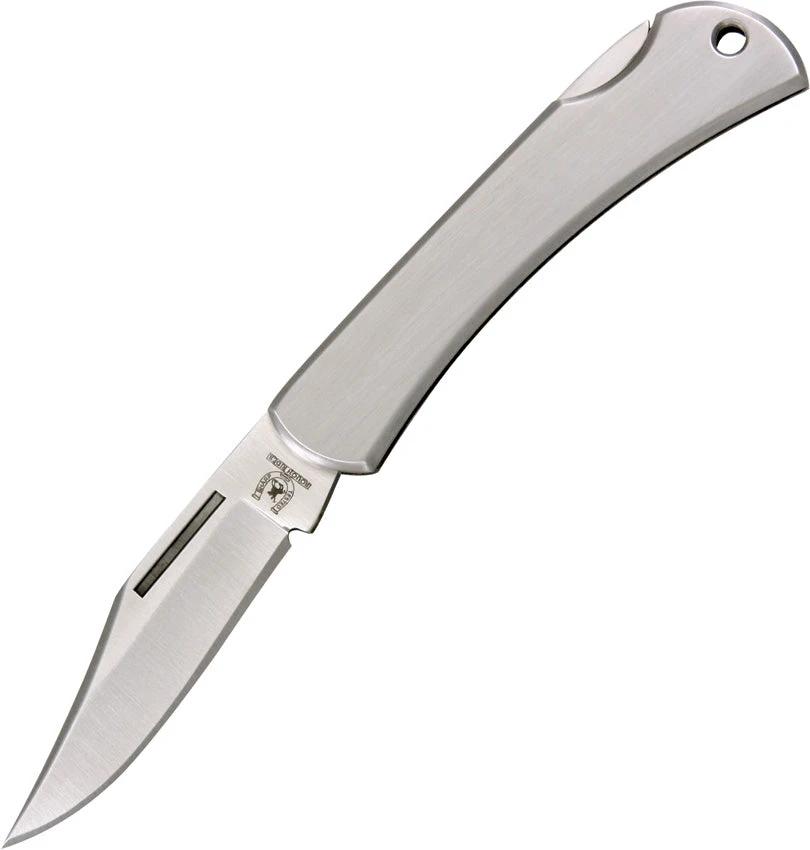 Rough Rider Stainless Lockback Knife With 2.63in Clip Point Blade, 3.38in Closed, Lanyard Hole For EDC Enthusiasts by Rough Rider
