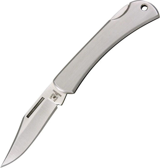 Rough Rider Stainless Lockback Knife With 2.63in Clip Point Blade, 3.38in Closed, Lanyard Hole For EDC Enthusiasts by Rough Rider