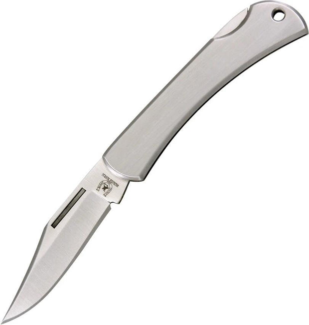Rough Rider Stainless Lockback Knife With 2.63in Clip Point Blade, 3.38in Closed, Lanyard Hole For EDC Enthusiasts by Rough Rider