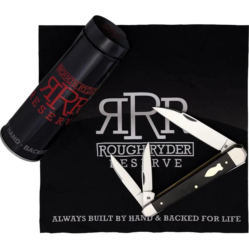 Rough Ryder Reserve Whittler - 4.25 Inch Closed Satin Stainless Wharncliffe With Pen And Coping Blades On Black Micarta by Rough Ryder Reserve