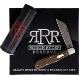 Rough Ryder Reserve Granddaddy Folder Damascus - Wharncliffe Damascus Blade With Brown Burlap Micarta Handle by Rough Ryder Reserve