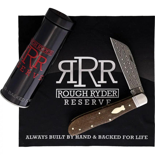 Rough Ryder Reserve Granddaddy Folder Damascus - Wharncliffe Damascus Blade With Brown Burlap Micarta Handle by Rough Ryder Reserve