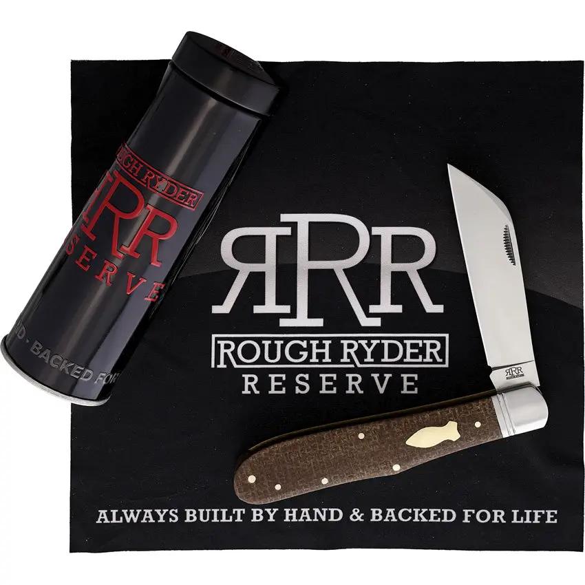 Rough Ryder Reserve Grandaddy Folder D2 - Satin D2 Tool Steel Wharncliffe Blade, Brown Burlap Micarta Handle by Rough Ryder Reserve