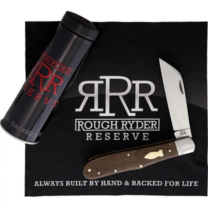 Rough Ryder Reserve Grandaddy Folder D2 - Satin D2 Tool Steel Wharncliffe Blade, Brown Burlap Micarta Handle by Rough Ryder Reserve