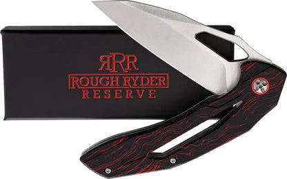 Rough Ryder Reserve Linerlock Knife - D2 Satin Blade With G10 Handle Extended Tang Thumb Pull by Rough Ryder Reserve