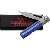 Rough Ryder Reserve Framelock Knife - Blue G10 Handle With Carbon Fiber Inlay D2 Blade by Rough Ryder Reserve