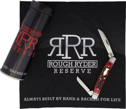 Rough Ryder Reserve 2 Blade Congress Knife - Red Jigged Bone Handle With Satin D2 Tool Steel Blades by Rough Ryder Reserve