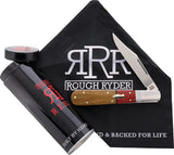 Rough Ryder Reserve Longfellow Barlow Knife - 4.63 Inch Closed Satin Clip Blade Micarta Handles by Rough Ryder Reserve
