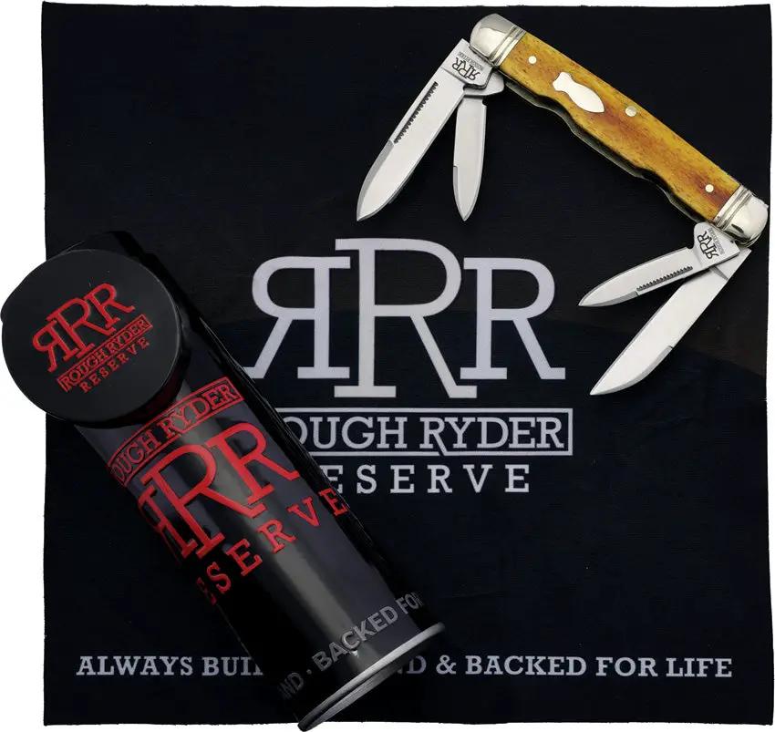 Rough Ryder Reserve 4 Blade Congress Knife Tobacco Bone - D2 Satin Blades, Brown Smooth Bone Handle by Rough Ryder Reserve
