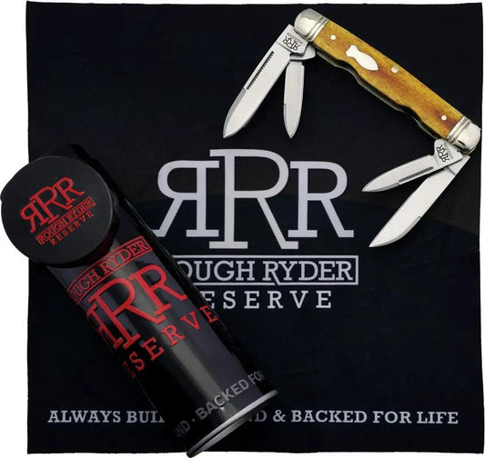 Rough Ryder Reserve 4 Blade Congress Knife Tobacco Bone - D2 Satin Blades, Brown Smooth Bone Handle by Rough Ryder Reserve