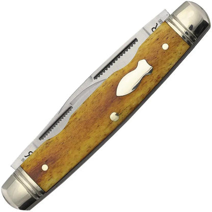 Rough Ryder Reserve 4 Blade Congress Knife Tobacco Bone - D2 Satin Blades, Brown Smooth Bone Handle by Rough Ryder Reserve