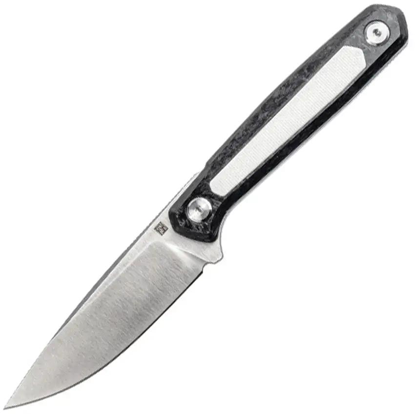 Real Steel Dex Apex Fixed Blade Knife M390 Satin Blade Carbon Fiber Handle White G10 Inlay Full Tang For Outdoorsmen by Real Steel