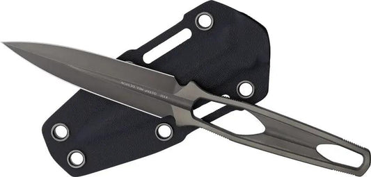 Real Steel Astral Dagger DLC 3505B - One Piece Elite Black Coated K110 Blade With Ring And Kydex Sheath For Collectors by Real Steel