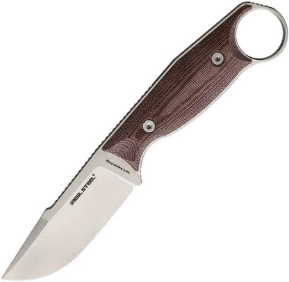Real Steel Furrier Harpoon Fixed Blade Knife 3 Inch Satin N690 Burgundy Canvas Micarta Handle Full Tang For Outdoorsmen by Real Steel