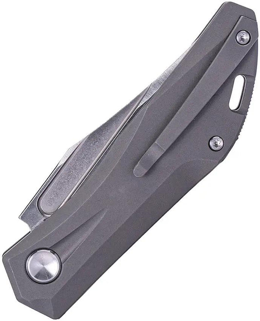 Real Steel Ventus Slip Joint Knife For EDC 4 Inch Closed 3 Inch N690 Clip Point Stonewash Titanium Handle by Real Steel