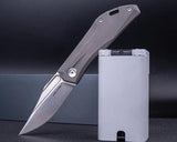 Real Steel Ventus Slip Joint Knife For EDC 4 Inch Closed 3 Inch N690 Clip Point Stonewash Titanium Handle by Real Steel