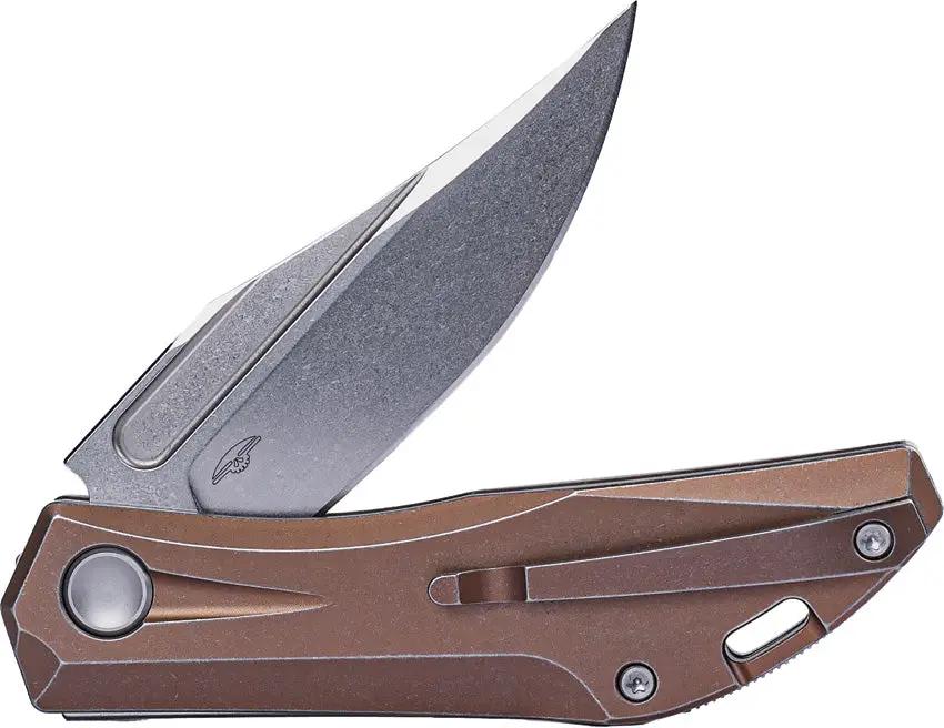 Real Steel Ventus Slip Joint Knife 7042 With Bohler N690 Blade Bronze Stonewash Titanium Handle EDC Friendly by Real Steel