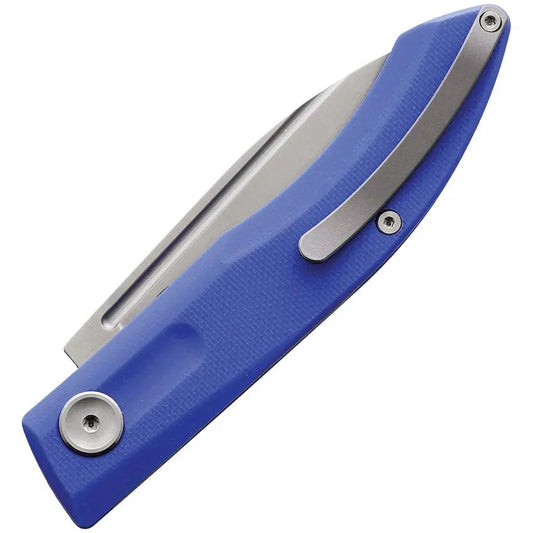 Real Steel Stella Folder Blue G10 EDC Knife - 3 Inch Satin VG10 Blade, 4 Inch Closed Slip Joint by Real Steel