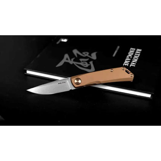Real Steel Luna Eco Framelock Bronze 7084 Knife For EDC Enthusiasts With Bronze Handle And Stonewashed K110 Blade by Real Steel