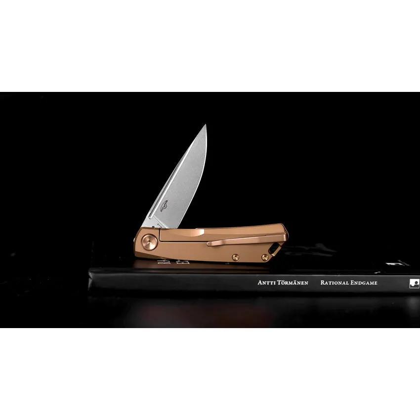 Real Steel Luna Eco Framelock Bronze 7084 Knife For EDC Enthusiasts With Bronze Handle And Stonewashed K110 Blade by Real Steel