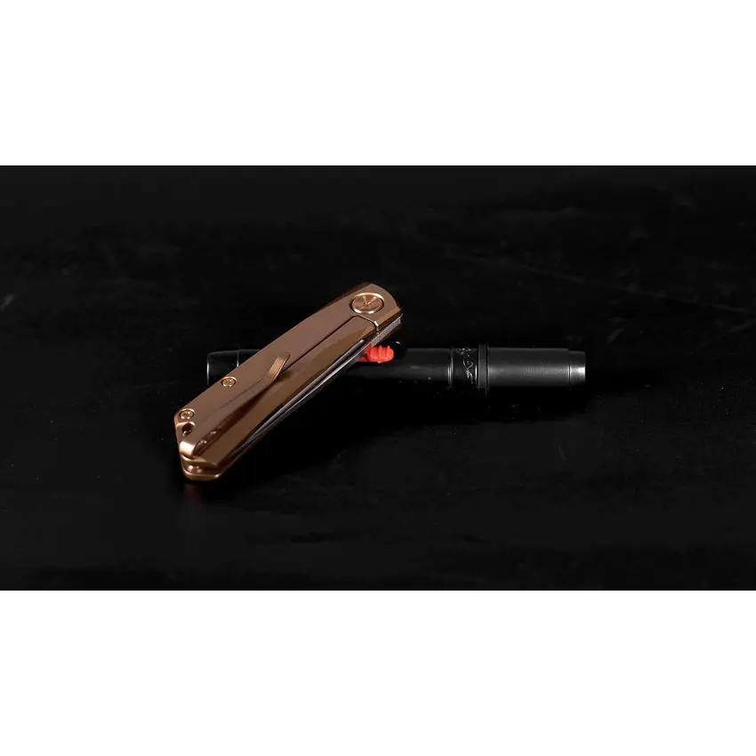 Real Steel Luna Eco Framelock Bronze 7084 Knife For EDC Enthusiasts With Bronze Handle And Stonewashed K110 Blade by Real Steel