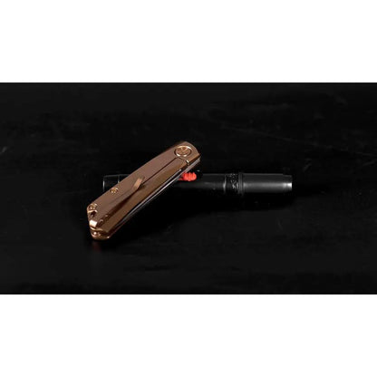 Real Steel Luna Eco Framelock Bronze 7084 Knife For EDC Enthusiasts With Bronze Handle And Stonewashed K110 Blade by Real Steel