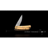 Real Steel Luna Eco Framelock Knife - Gold Handle Bohler K110 Blade For EDC Enthusiasts by Real Steel
