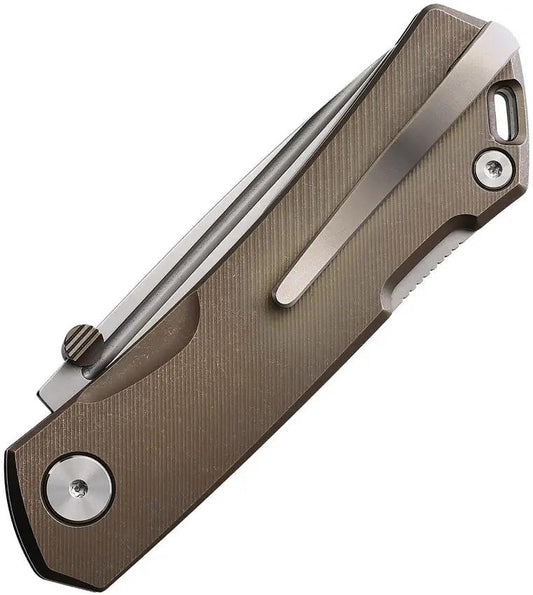 Real Steel Luna Maius Lockback Knife - Bronze Anodized Titanium Handle and 3-Inch Satin Bohler N690 Blade by Real Steel