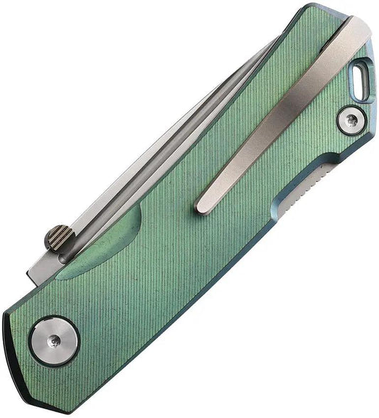 Real Steel Luna Maius Lockback Knife - Green Anodized Titanium Handle With Premium Bohler N690 Blade by Real Steel