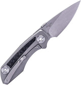 Real Steel Delta 2600 Framelock CF EDC Knife - S35VN Drop Point Blade With Titanium Frame And Carbon Fiber Inlay by Real Steel