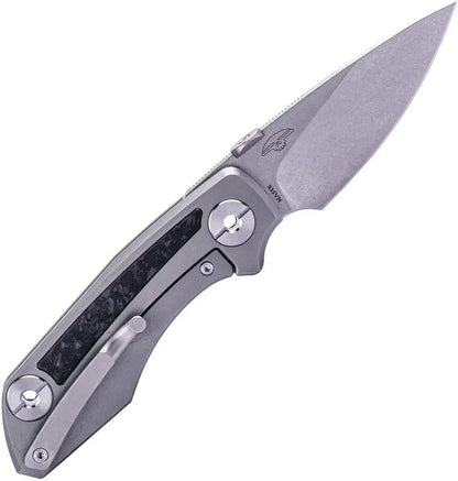 Real Steel Delta 2600 Framelock CF EDC Knife - S35VN Drop Point Blade With Titanium Frame And Carbon Fiber Inlay by Real Steel