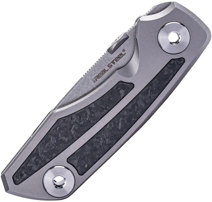 Real Steel Delta 2600 Framelock CF EDC Knife - S35VN Drop Point Blade With Titanium Frame And Carbon Fiber Inlay by Real Steel