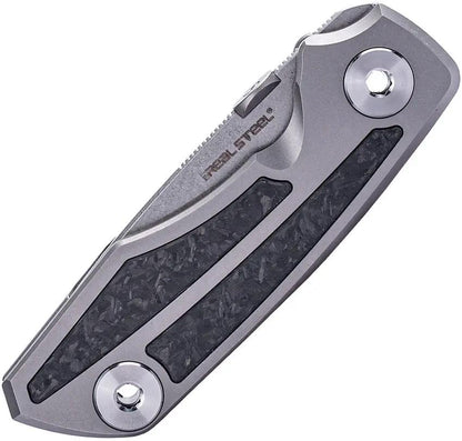 Real Steel Delta 2600 Framelock CF EDC Knife - S35VN Drop Point Blade With Titanium Frame And Carbon Fiber Inlay by Real Steel