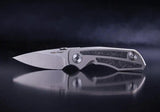 Real Steel Delta 2600 Framelock CF EDC Knife - S35VN Drop Point Blade With Titanium Frame And Carbon Fiber Inlay by Real Steel