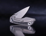 Real Steel Delta 2600 Framelock CF EDC Knife - S35VN Drop Point Blade With Titanium Frame And Carbon Fiber Inlay by Real Steel