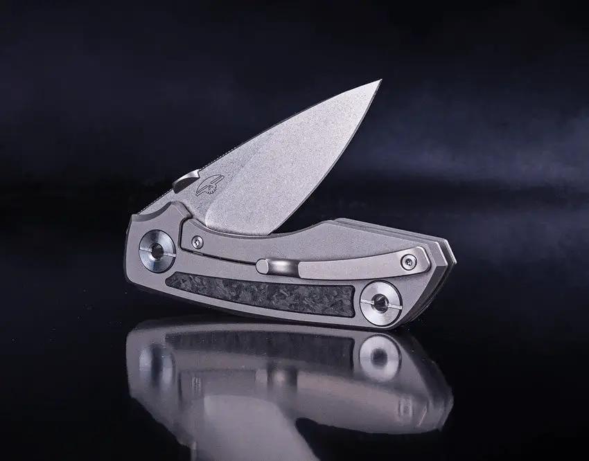 Real Steel Delta 2600 Framelock CF EDC Knife - S35VN Drop Point Blade With Titanium Frame And Carbon Fiber Inlay by Real Steel
