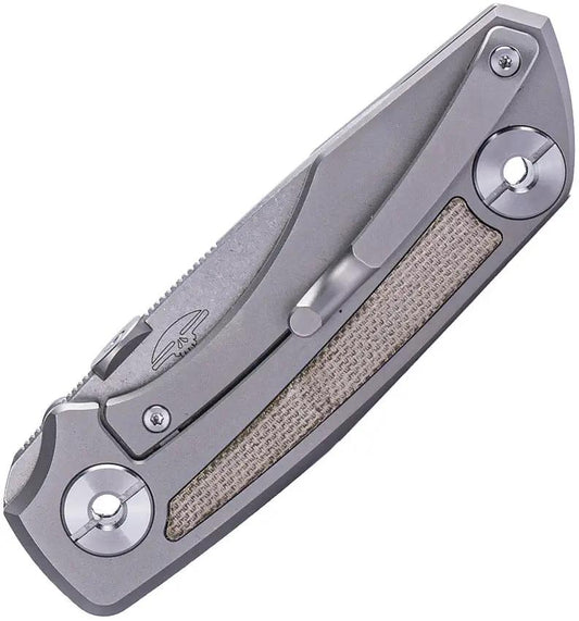 Real Steel Delta 2600 Framelock EDC Knife - S35VN Blade With Gray Titanium Frame And Green Micarta Inlay by Real Steel