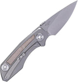 Real Steel Delta 2600 Framelock EDC Knife - S35VN Blade With Gray Titanium Frame And Green Micarta Inlay by Real Steel