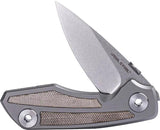 Real Steel Delta 2600 Framelock EDC Knife - S35VN Blade With Gray Titanium Frame And Green Micarta Inlay by Real Steel