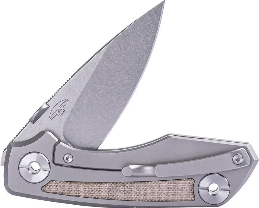 Real Steel Delta 2600 Framelock EDC Knife - S35VN Blade With Gray Titanium Frame And Green Micarta Inlay by Real Steel
