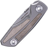 Real Steel Delta 2600 Framelock EDC Knife - S35VN Blade With Gray Titanium Frame And Green Micarta Inlay by Real Steel